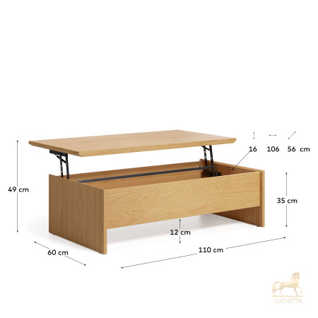 Abilen Подъемный журнальный столик из дуба 110 x 60 см FSC 100% Abilen Подъемный журнальный столик из дуба 110 x 60 см FSC 100%