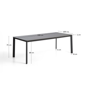 Уличный стол Anafi с графитовой столешницей из спеченного камня, 220 x 100 см