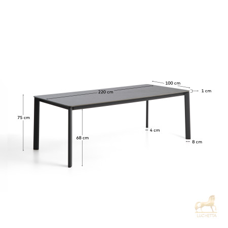 Уличный стол Anafi с графитовой столешницей из спеченного камня, 220 x 100 см Уличный стол Anafi с графитовой столешницей из спеченного камня, 220 x 100 см
