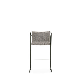 Полубарный стул Maurina из зелёной оцинкованной стали и экрю и серого шнура 64,5 см