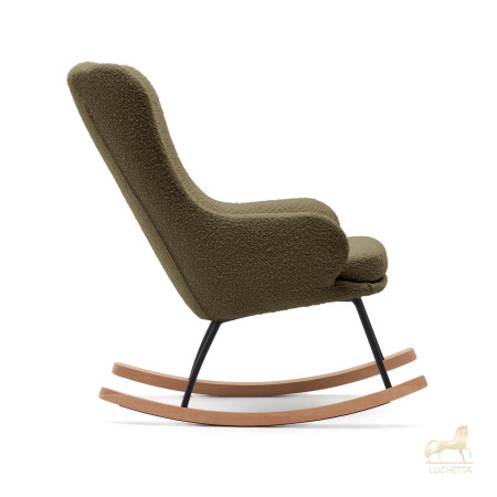 Maustin Кресло-качалка из темно-зеленой овчины со стальной конструкцией и деревом бука Maustin Кресло-качалка из темно-зеленой овчины со стальной конструкцией и деревом бука
