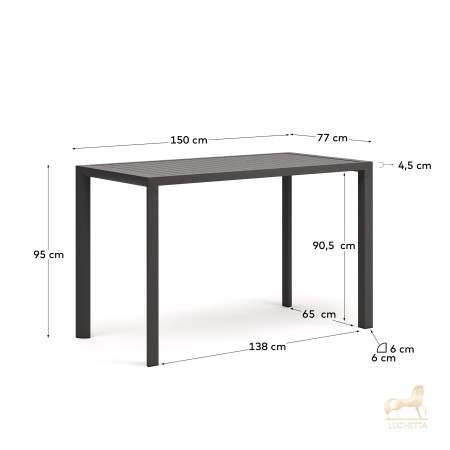 Culip Алюминиевый барный стол с порошковым покрытием серого цвета 150 x 77 см Culip Алюминиевый барный стол с порошковым покрытием серого цвета 150 x 77 см