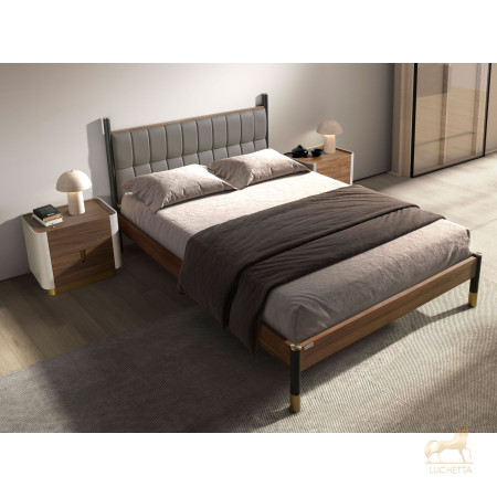 Кровать 7169 из темно-серой экокожи для матраса 150×200 Кровать 7169 из темно-серой экокожи для матраса 150×200