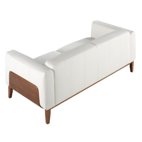 Диван 3-х местный 5353-3P-M9715 /6115 кожаный белый с каркасом из ореха