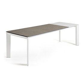 Стол Atta 160 (220)x90 керамика Vulcano Ash, белые ножки