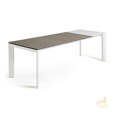 Стол Atta 160 (220)x90 керамика Vulcano Ash, белые ножки Стол Atta 160 (220)x90 керамика Vulcano Ash, белые ножки