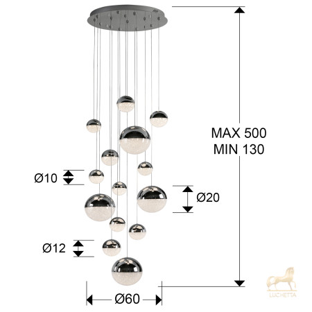 Подвесной светильник Sphere 14L LED Ø60 X500H DIM хром Подвесной светильник Sphere 14L LED Ø60 X500H DIM хром