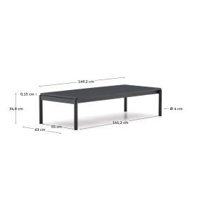 Журнальный столик Sorells из серого алюминия 63 x 149 см
