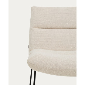 Кресло Asen из бежевого шенилла с черными стальными ножками
