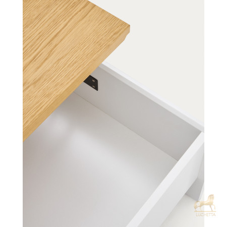 Abilen Подъемный журнальный столик из дуба и белого лака 110 x 60 см FSC 100% Abilen Подъемный журнальный столик из дуба и белого лака 110 x 60 см FSC 100%