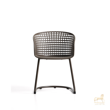 Уличный стул Tenaro из коричневого пластика и стали Уличный стул Tenaro из коричневого пластика и стали