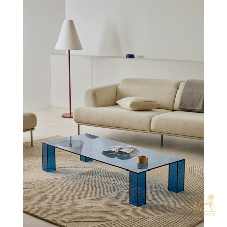 Журнальный столик Adularia из синего стекла 140 x 60 Журнальный столик Adularia из синего стекла 140 x 60