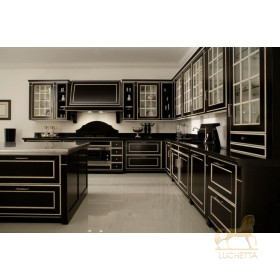 Итальянский комплект мебели для кухни Luxury (Nero Grafite 05&Lino C16) фабрики CA'd'ORO