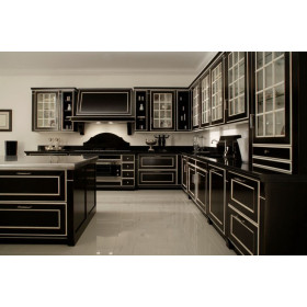 Итальянский комплект мебели для кухни Luxury (Nero Grafite 05&Lino C16) фабрики CA'd'ORO