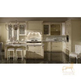 Итальянский комплект мебели для кухни Serenissima Luxury (Avorio Chiaro C56 e foglia argento mecca) фабрики CA'd'ORO
