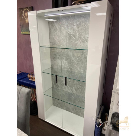 Итальянский комплект мебели для гостиной Mara (стол раскладной 180/225 + 6 стульев + витрина 2А с подсветкой) фабрики STATUS Итальянский комплект мебели для гостиной Mara (стол раскладной 180/225 + 6 стульев + витрина 2А с подсветкой) фабрики STATUS