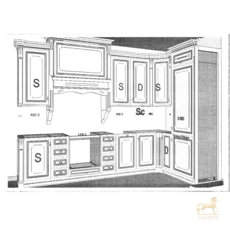 Итальянский комплект мебели для кухни Serenissima Luxury (Avorio Chiaro C56 e foglia argento mecca) фабрики CA'd'ORO Итальянский комплект мебели для кухни Serenissima Luxury (Avorio Chiaro C56 e foglia argento mecca) фабрики CA'd'ORO