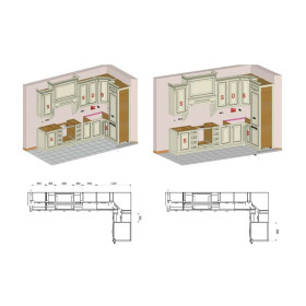 Итальянский комплект мебели для кухни Serenissima Luxury (Avorio Chiaro C56 e foglia argento mecca) фабрики CA'd'ORO