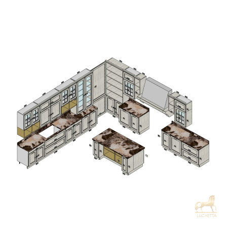 Итальянский комплект мебели для кухни Park Avenue (Bianco Antico) фабрики CA'd'ORO Итальянский комплект мебели для кухни Park Avenue (Bianco Antico) фабрики CA'd'ORO