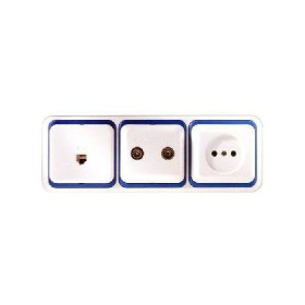 3-ой блок Розетка 2P+Е Schuko+Розетка телефонная RJ11+Розетка R-TV белый/синий 73630-30