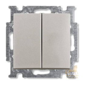 Выключатель двухклавишный ABB Basic 55, шампань/металлик