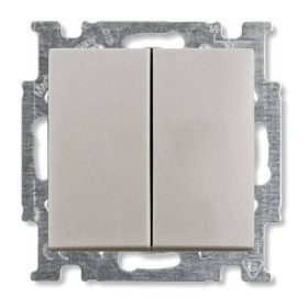 Выключатель двухклавишный ABB Basic 55, шампань/металлик