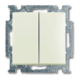 Выключатель двухклавишный ABB Basic 55, слоновая кость