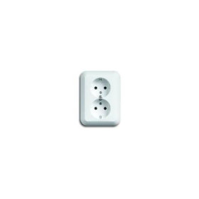 Розетка двойная литая с/з ABB BJE Alpha Nea/Exl, белый матовый