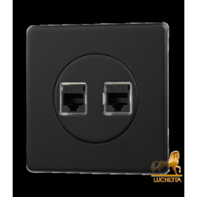 Двойная информационная розетка RJ-45 (Кат. 5e/6e), Varilight Varigrid, Matt Black