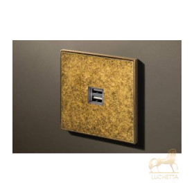 Двойная USB розетка в сборе Lithoss Void, Brass antique