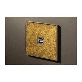 Двойная USB розетка в сборе Lithoss Void, Brass antique