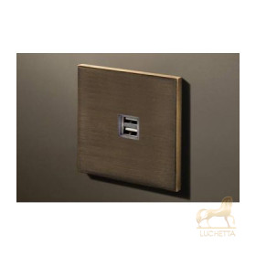 Двойная USB розетка в сборе Lithoss Void, Bronze antique