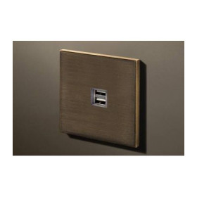 Двойная USB розетка в сборе Lithoss Void, Bronze antique