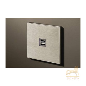 Двойная USB розетка в сборе Lithoss Void, Stainless steel