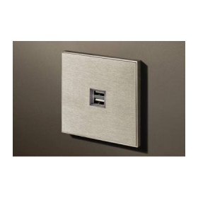 Двойная USB розетка в сборе Lithoss Void, Stainless steel