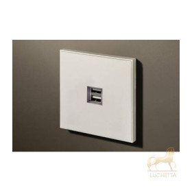 Двойная USB розетка в сборе Lithoss Void, Textured white