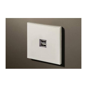 Двойная USB розетка в сборе Lithoss Void, Textured white