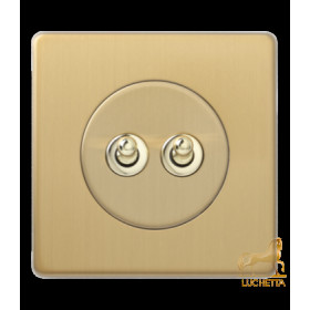 Двухклавишный тумблерный выключатель переключатель 10А, Varilight Varigrid, Brushed Brass