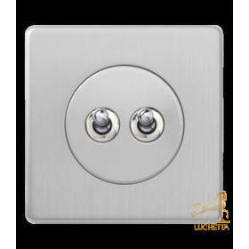 Двухклавишный тумблерный выключатель переключатель 10А, Varilight Varigrid, Brushed Steel