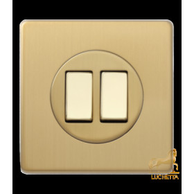 Двухклавишный выключатель/переключатель 10А, Varilight Varigrid, Brushed Brass