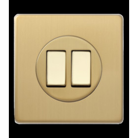 Двухклавишный выключатель/переключатель 10А, Varilight Varigrid, Brushed Brass