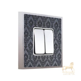Двухклавишный выключатель в сборе FEDE BELLE EPOQUE TAPESTRY, decornoir - bright chrome