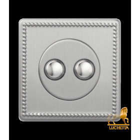 Двухкнопочный выключатель 6А, Varilight Jubilee, Brushed Steel