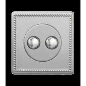 Двухкнопочный выключатель 6А, Varilight Jubilee, Brushed Steel