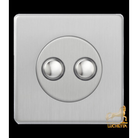 Двухкнопочный выключатель с 2-х мест 6А, Varilight Varigrid, Brushed Steel