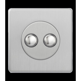 Двухкнопочный выключатель с 2-х мест 6А, Varilight Varigrid, Brushed Steel