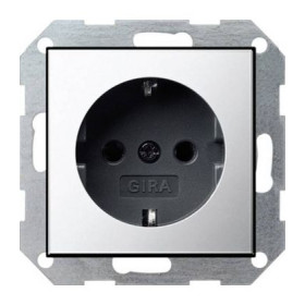 Розетка 2к+3 16А Gira System 55, хром/черный