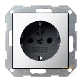 Розетка 2к+3 16А с защитными шторками Gira System 55, хром/черный