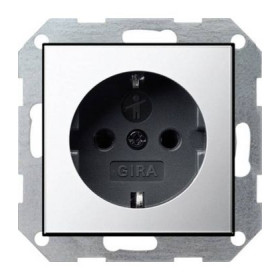 Розетка 2к+3 16А с защитными шторками Gira System 55, хром/черный