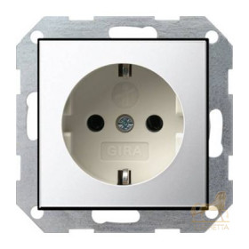 Розетка 2к+3 16А с защитными шторками Gira System 55, хром/кремовый